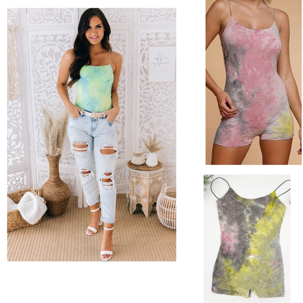 NEW CUTE!!! Tie Dye One piece shorts/tank Romper